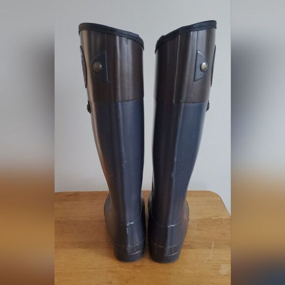 Hunter Regent Carlyle Dark Blue Rain Boots With Brown Accent Size US 9 main image 11